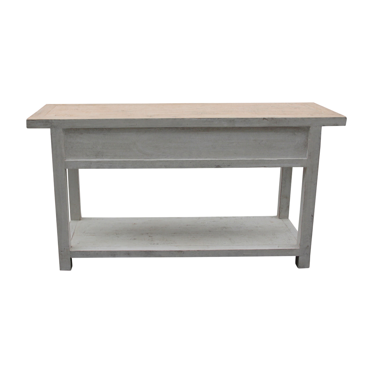 66" Long Amalfi Two Tones Console Table with 3 Drawers Distressed White