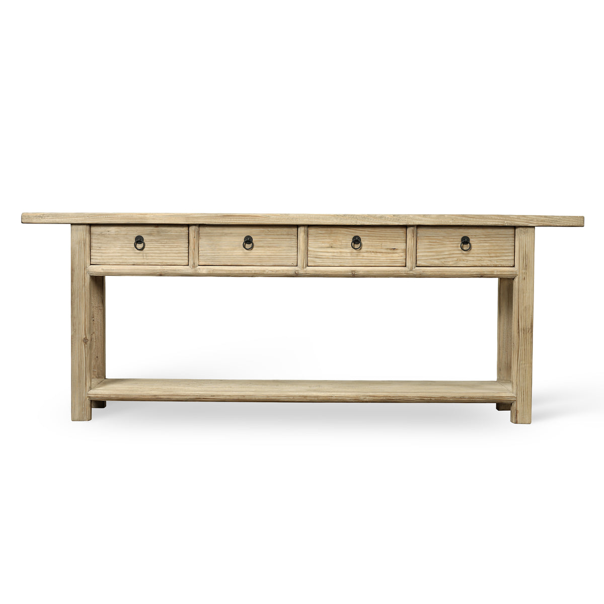 90" Long Console Table with 4 Drawers Weathered Natural