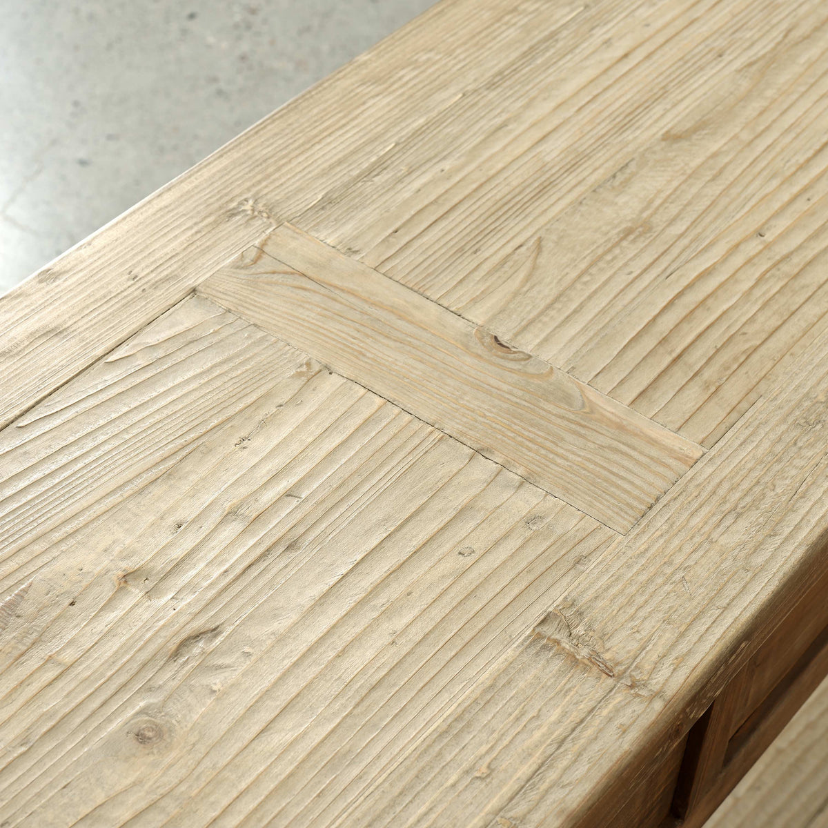 90" Long Console Table with 4 Drawers Weathered Natural