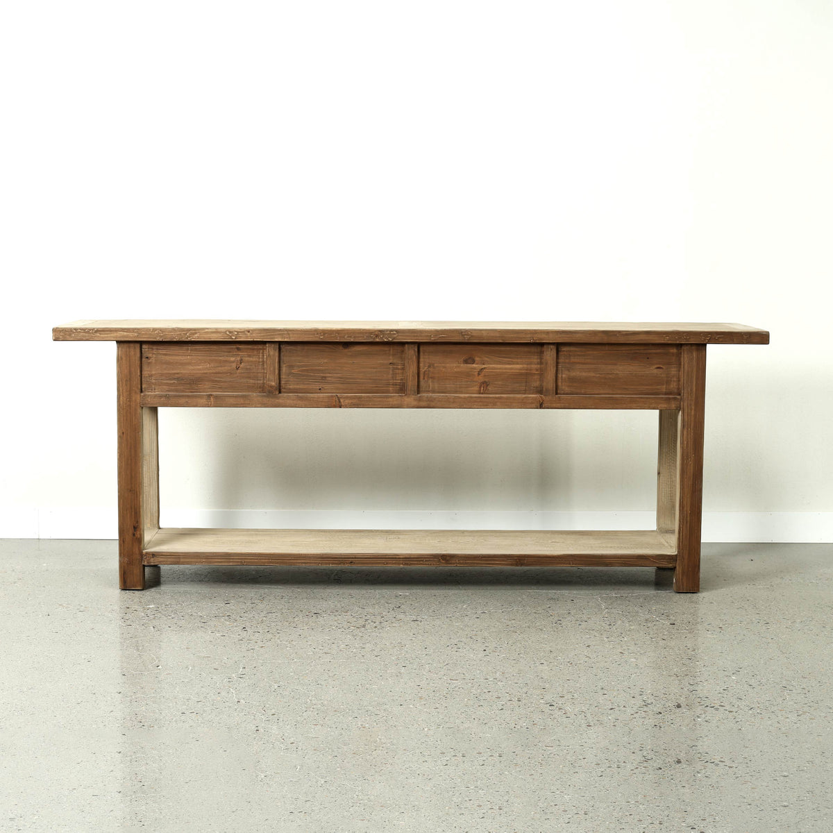 90" Long Console Table with 4 Drawers Weathered Natural