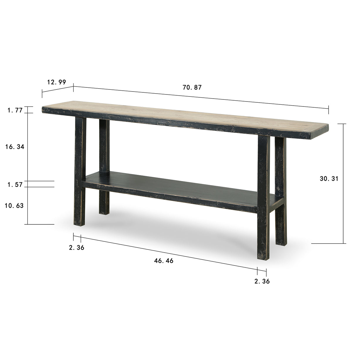 Song Console Table with Shelf Antique Black