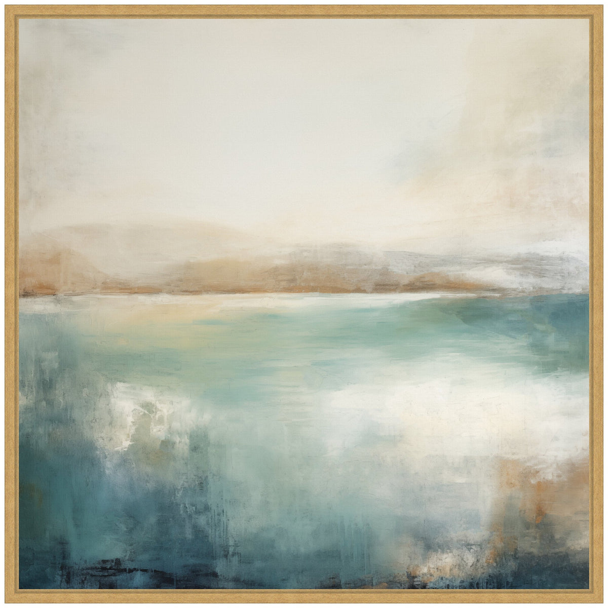 Sylvie Abstract Calming Lake Landscape Framed Canvas by The Creative Bunch Studio