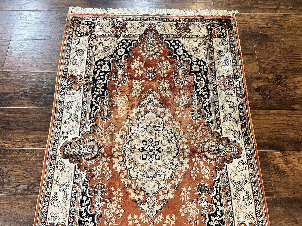 Turkish Silk Rug 3x5, Very Fine 400 KPSI, Floral Medallion, Hand Knotted - Jewel Rugs, view 3