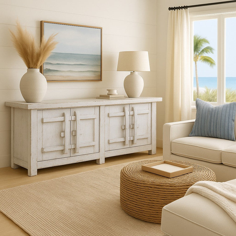 Amalfi Two-Tones Patrician Sideboard Distressed White 91Wx19Dx37H image 3