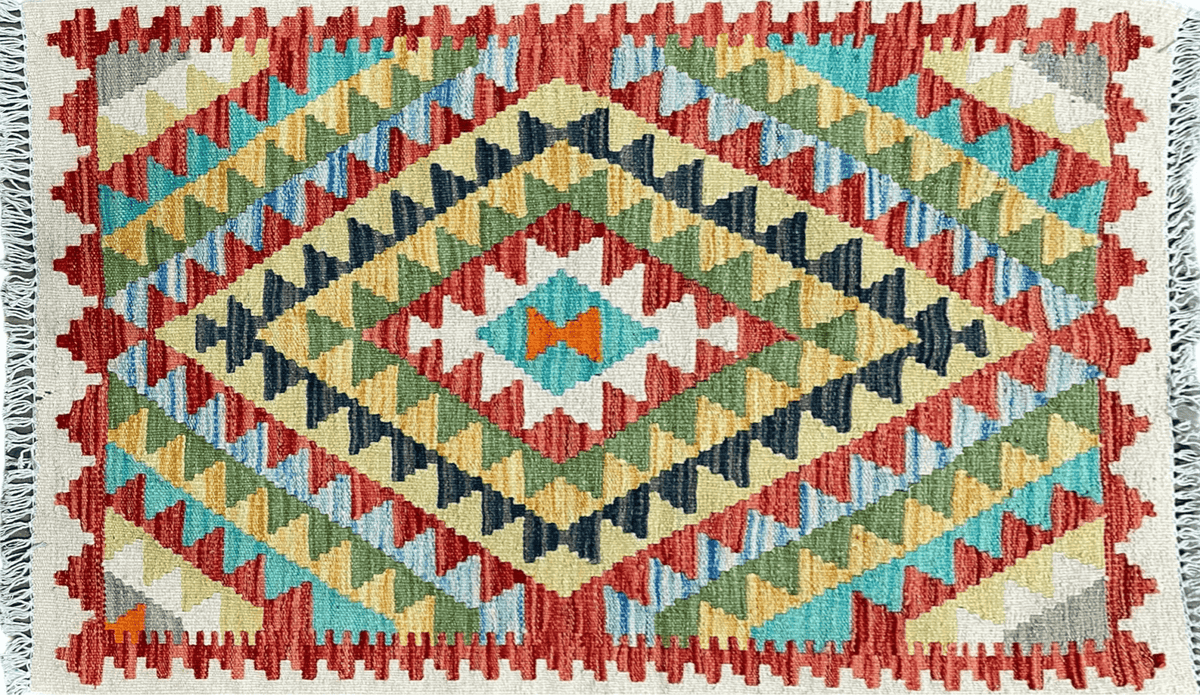 Small Kilim Rug 2x3 Colorful Turkish Kilim Accent Rug New Flatweave Wool Kilim Chobi Kilim Diamond Zigzag Playroom Rug - Jewel Rugs, view 3