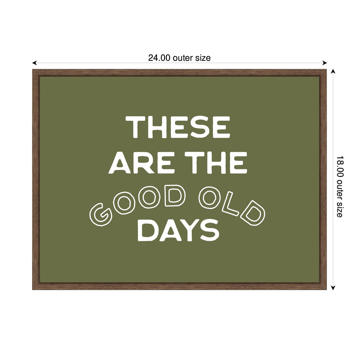 These Are the Good Old Days Retro Poster, Stamped Lettering Sage Green Wall Art Dopamine Decor by Lucky Guava Framed Canvas Wall Art Print
