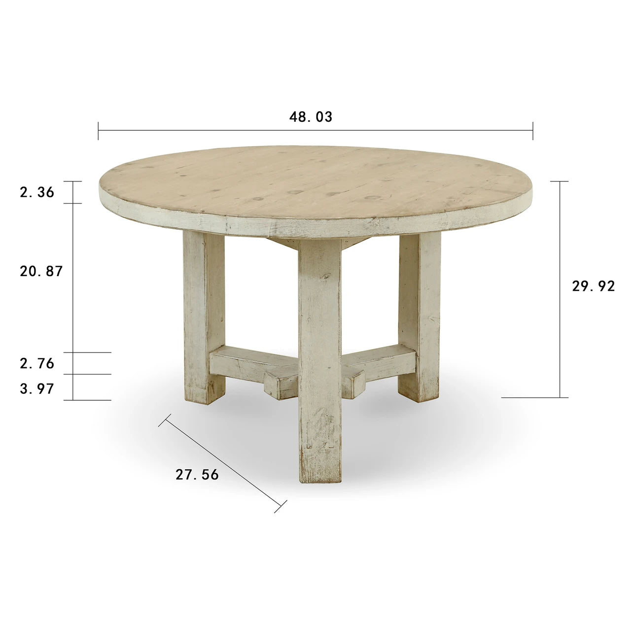 Amalfi Two-Tone Round Dining Table | Antique Distressed Finish
