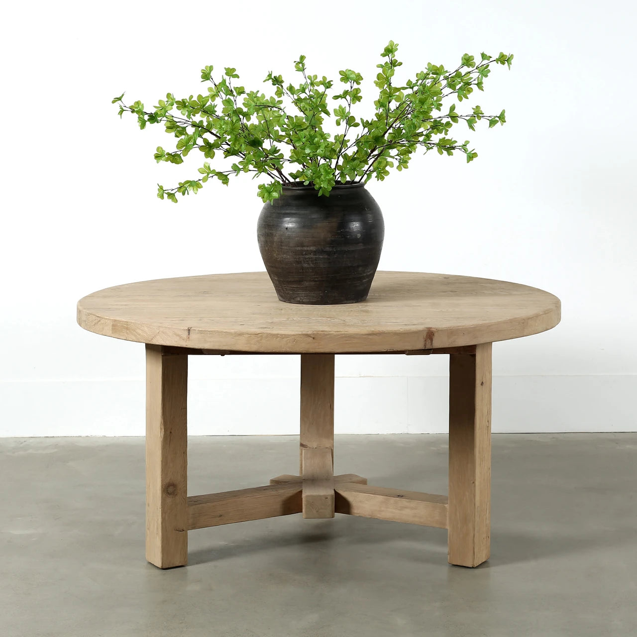 Amalfi Round Dining Table | Weathered Natural Solid Wood