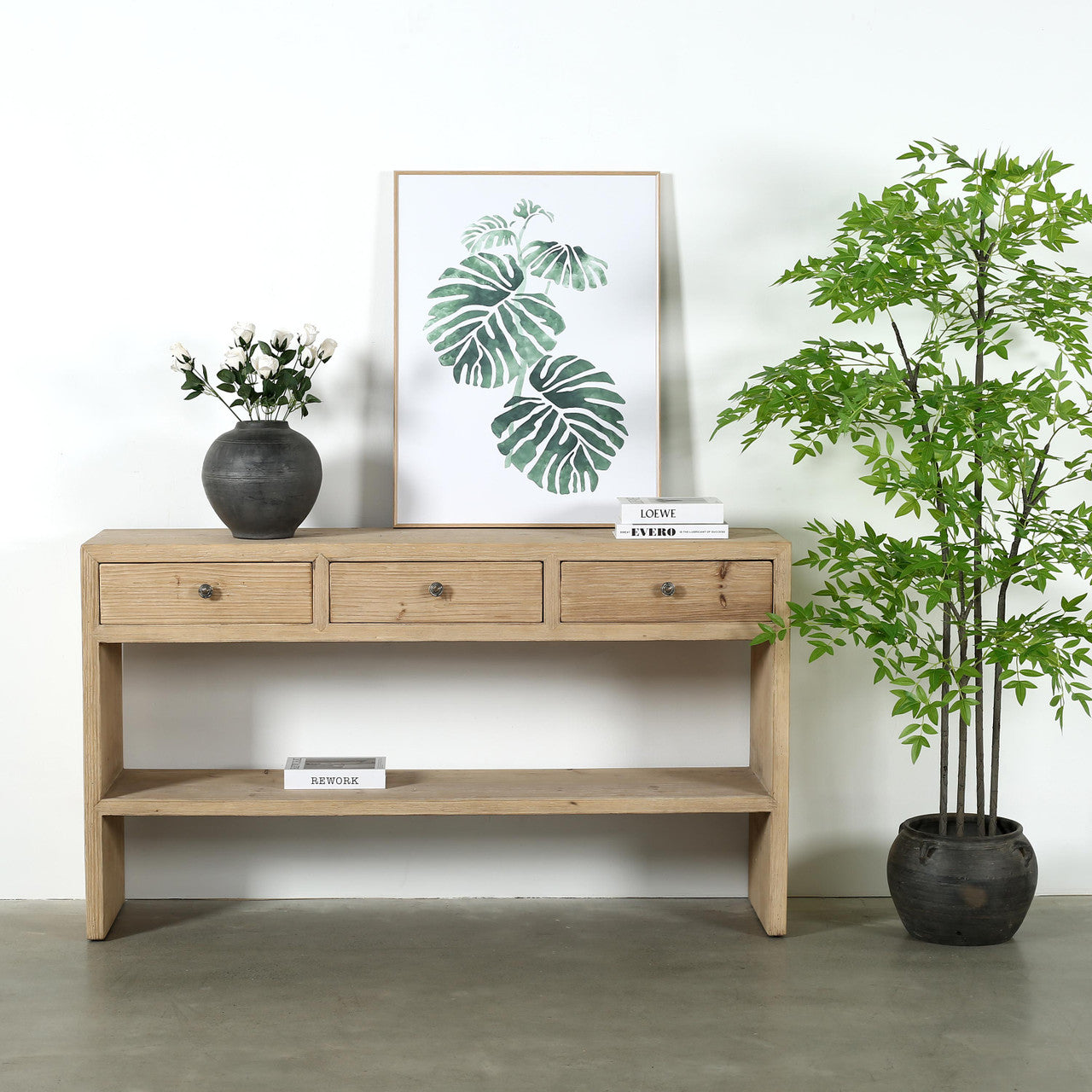 Amalfi Entry table with 3 drawers Weathered Natural Wood image