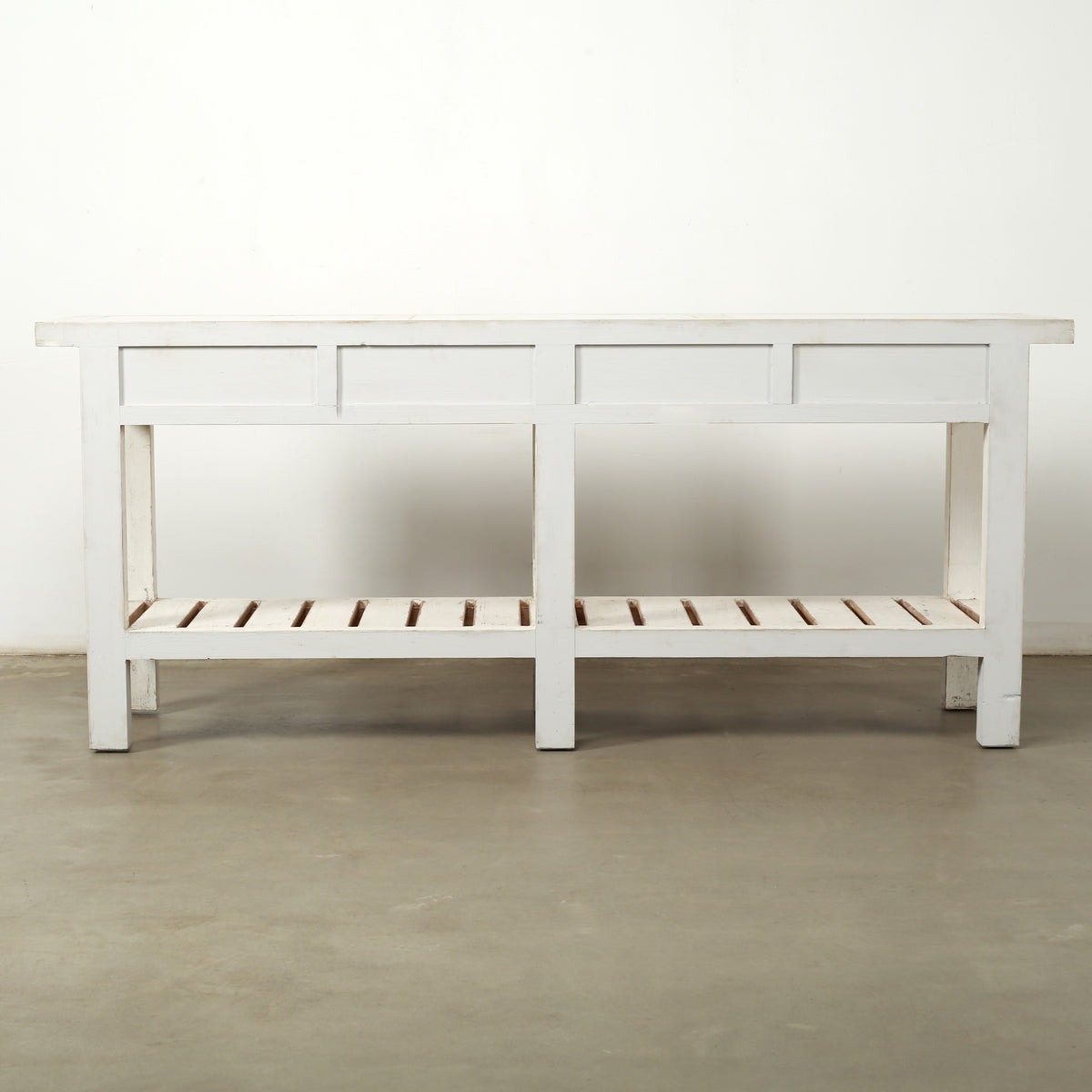 Amalfi Marble Top Console Distressed White 83x20x35H