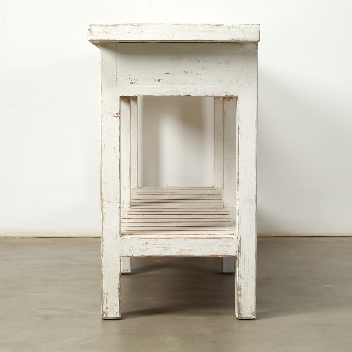 Amalfi Marble Top Console Distressed White 83x20x35H
