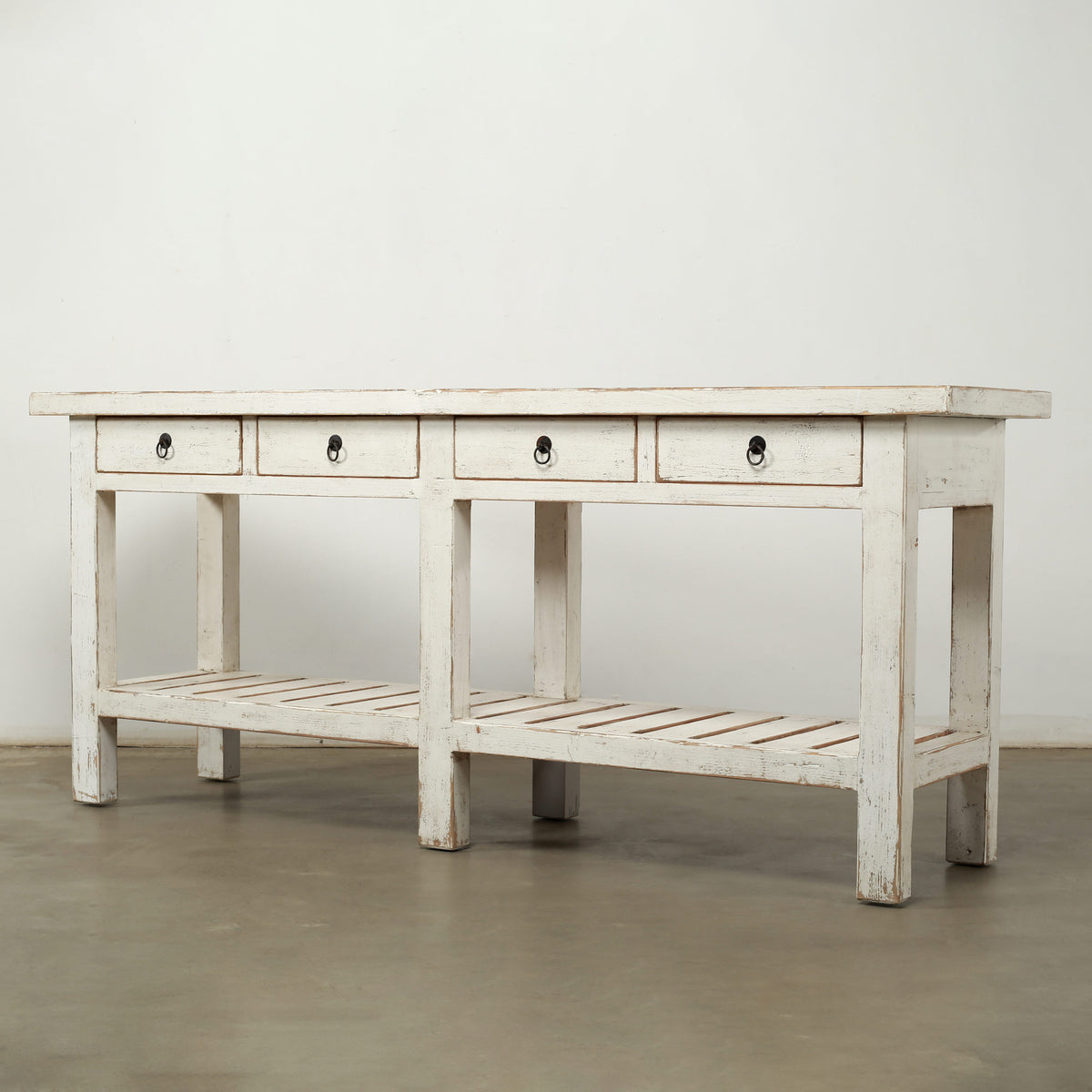 Amalfi Marble Top Console Distressed White 83x20x35H