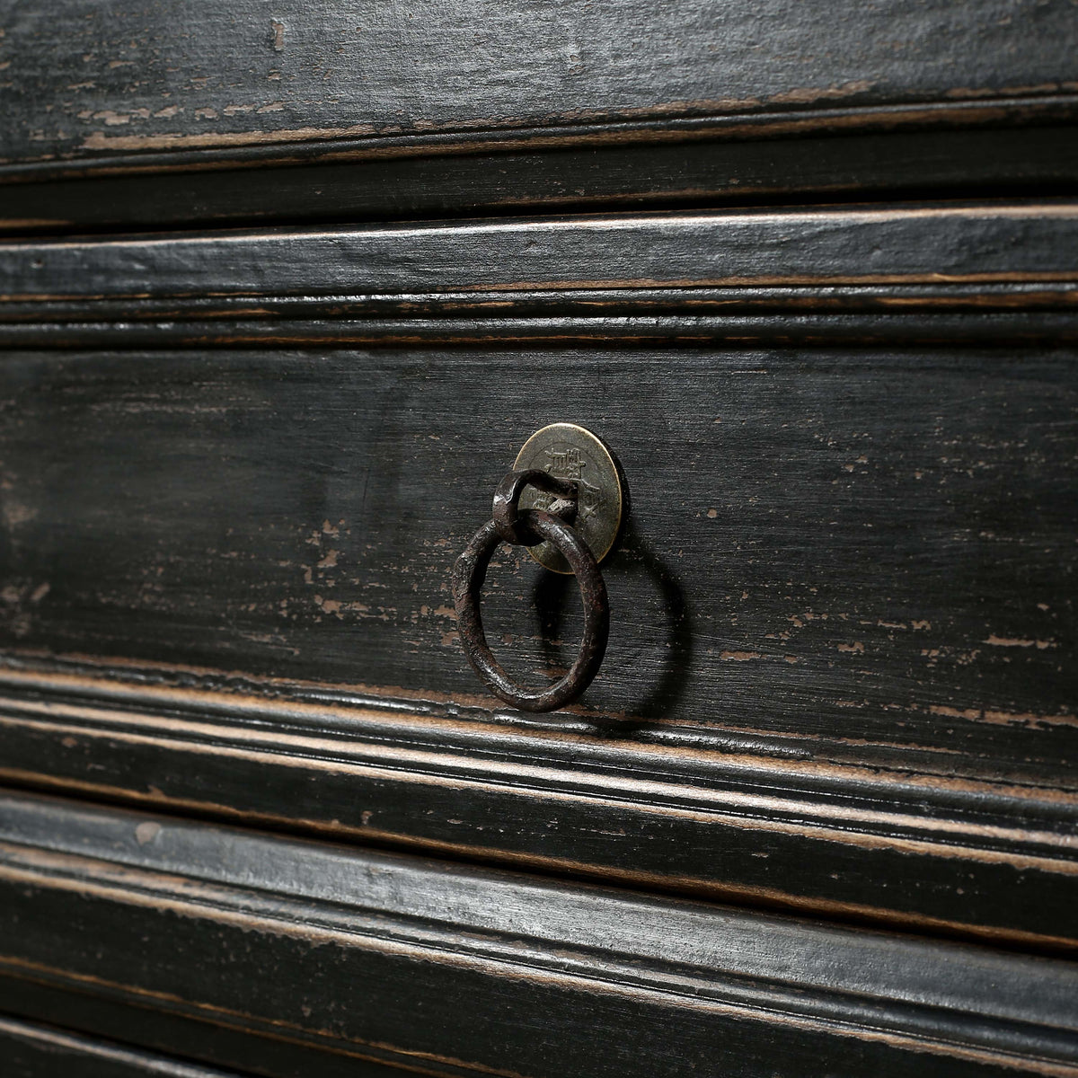 Four Drawers Sideboard Distressed Black 93x18x35H