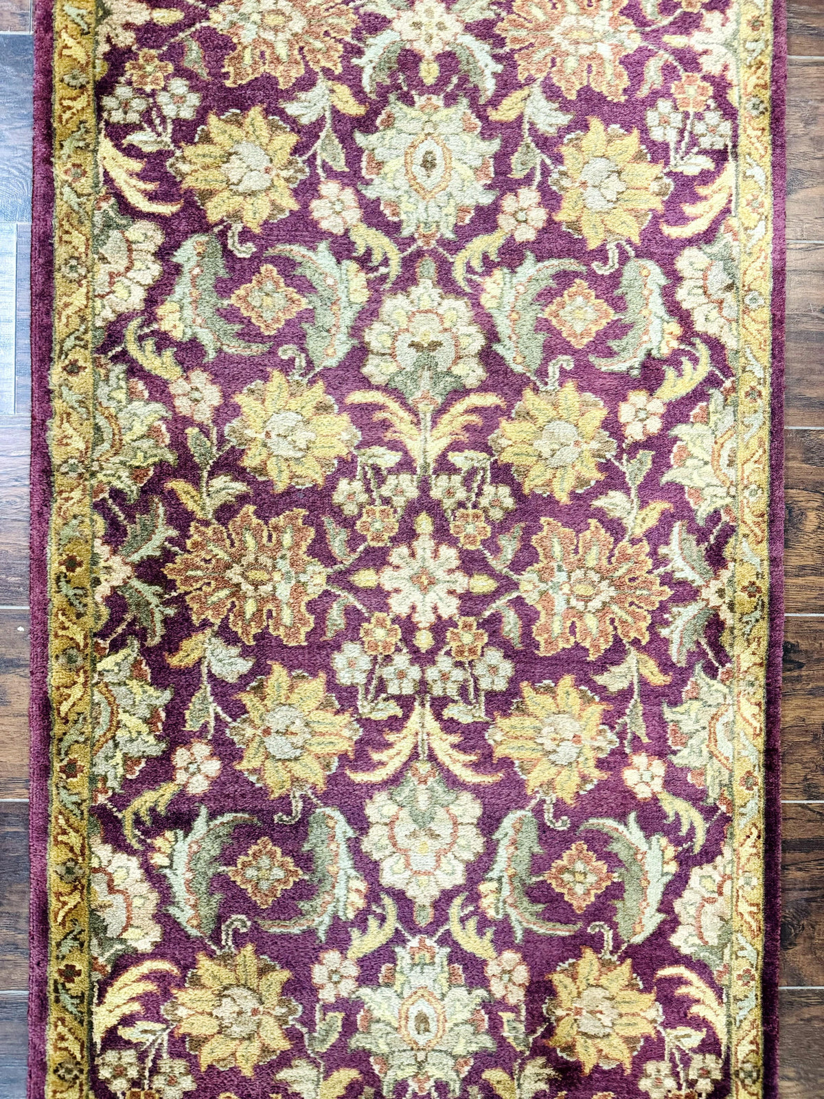 Indian Agra Runner Rug 2.6 x 17.5, Long Runner Rug for Hallway, Floral Handmade - Jewel Rugs, view 7