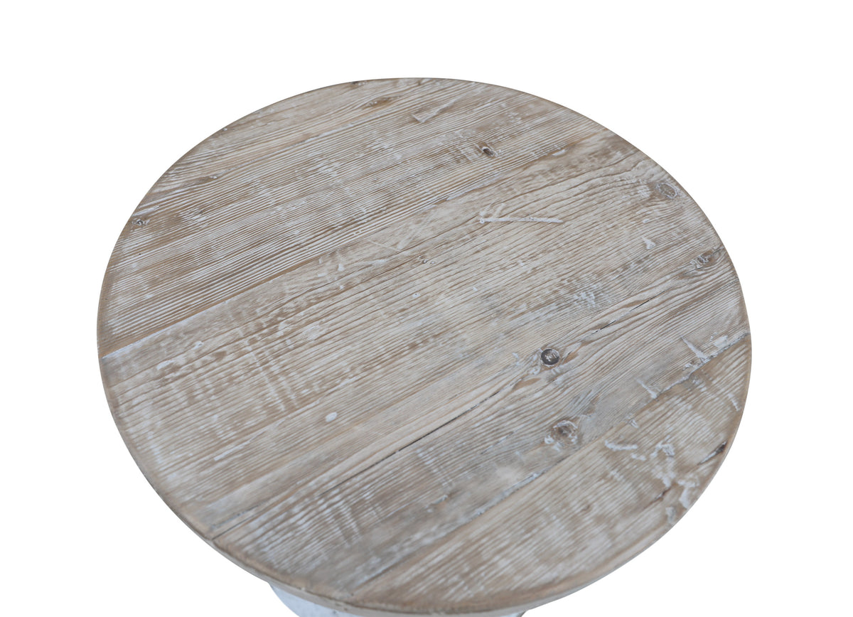 Amalfi Two Tones Round Side Table with Shelf Antique White