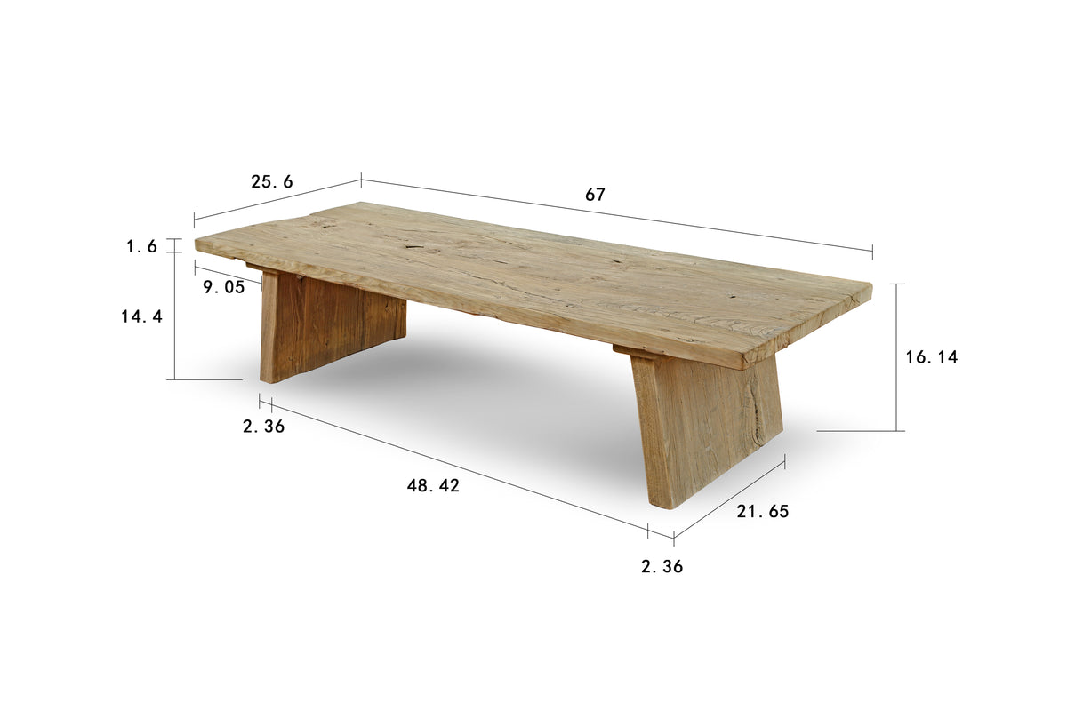 Sled Coffee Table Weathered Natural Old Wood