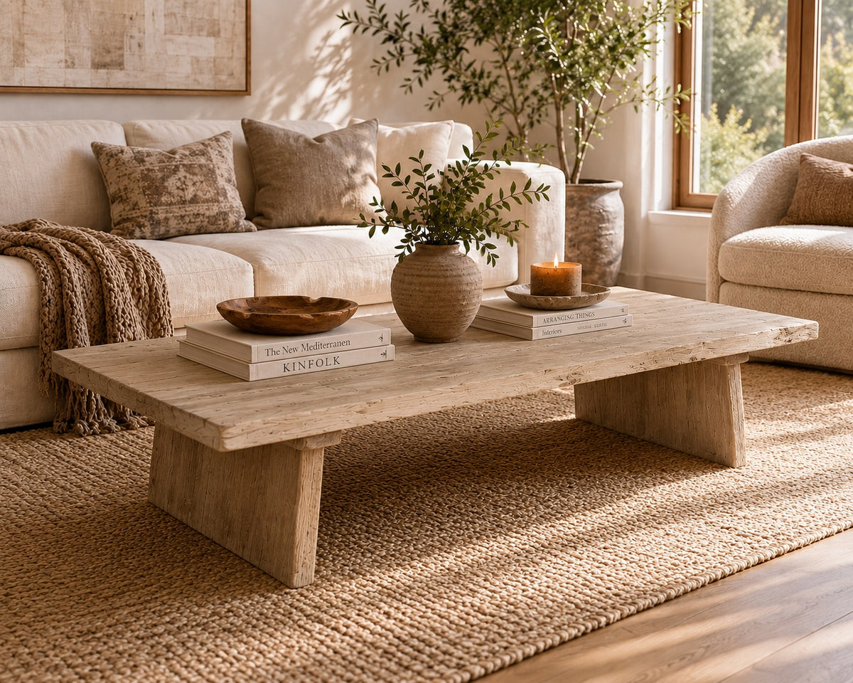 Sled Coffee Table Weathered Natural Old Wood