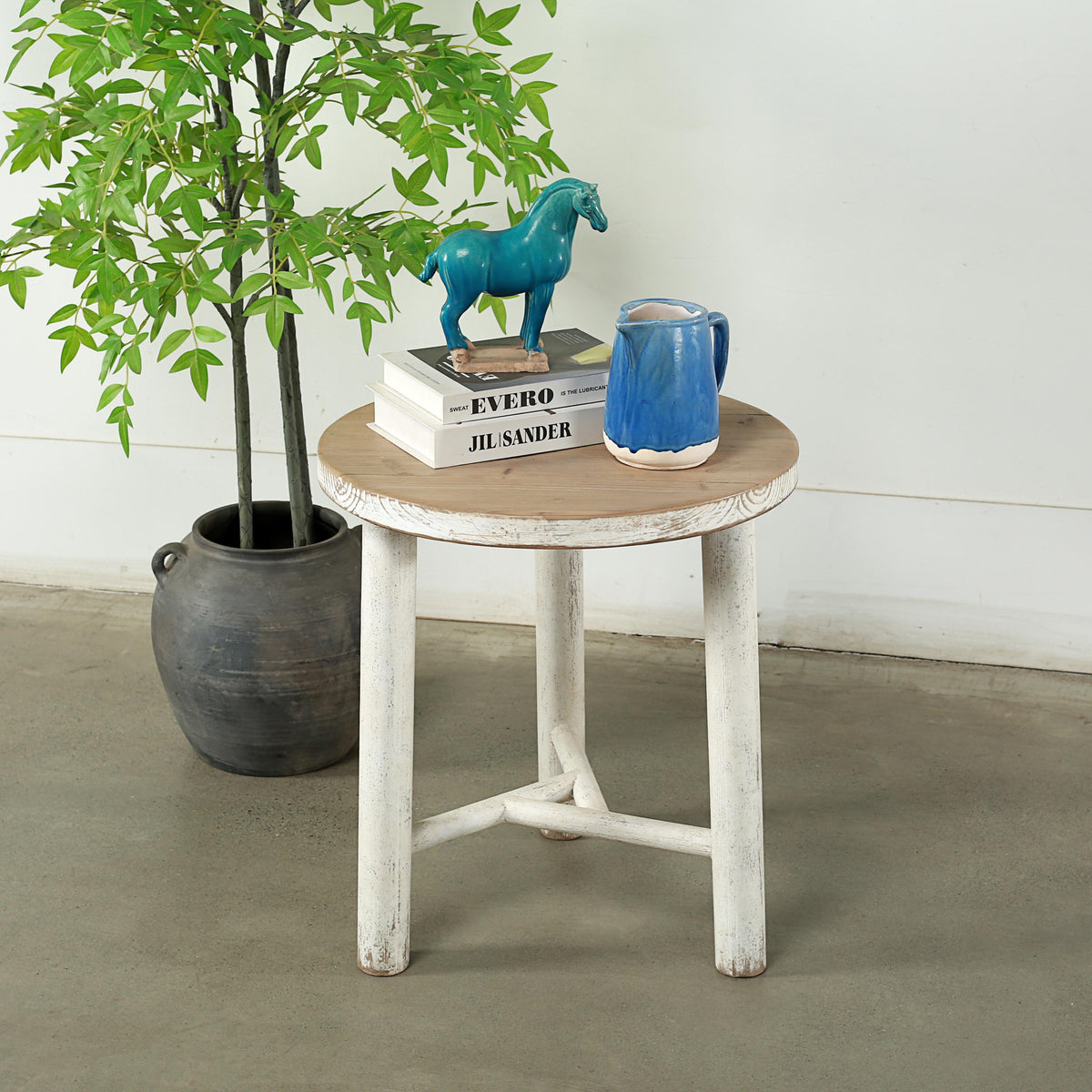 Amalfi Two Tones 20" Round Side Table with Round Legs