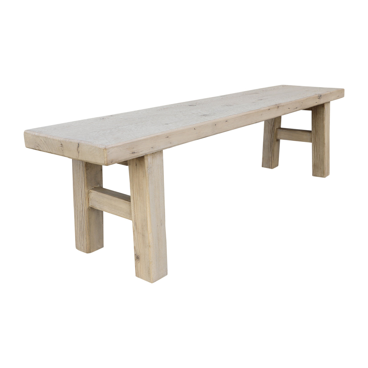 67-Inch-Wide Capri Bench with Weathered Natural Finish