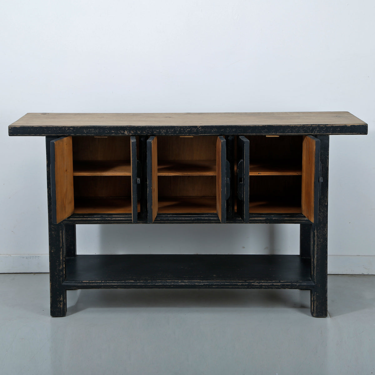 Approx. 63" Wide Three Doors Console Distressed Black