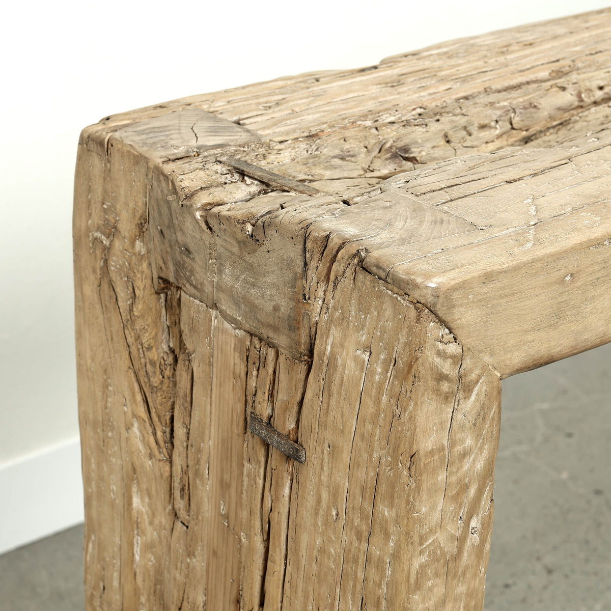 Vintage Waterfall Console Table Weathered Natural 94"W 13"D 34" H