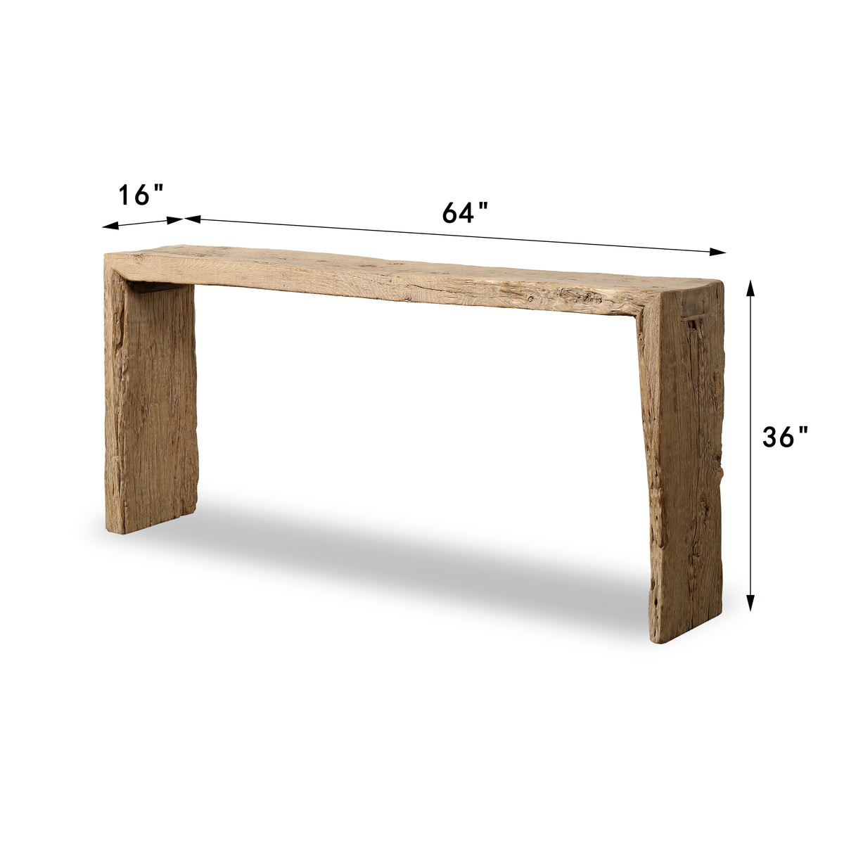 Vintage Waterfall Console Table 5-5.5 ft Long Weathered Natural (Size&color vary)
