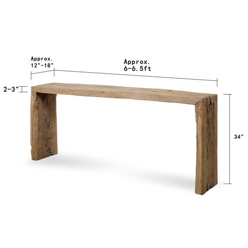 Vintage Waterfall Console Table Weathered Natural Approx.6-6.5ft long image 2