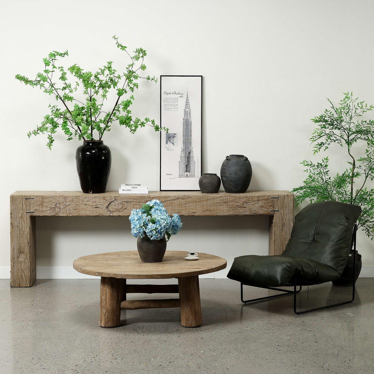 Approx. 103" Como Waterfall Console – Premium Aged Reclaimed Pine, Weathered Natural Finish
