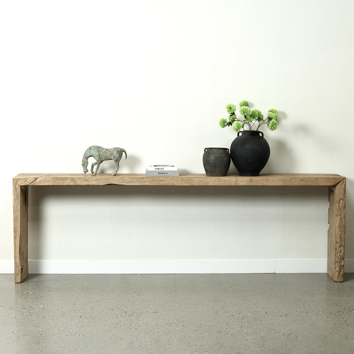 Approx. 106" Long Waterfall Console Weathered Natural (3.1" Thick Tabletop)