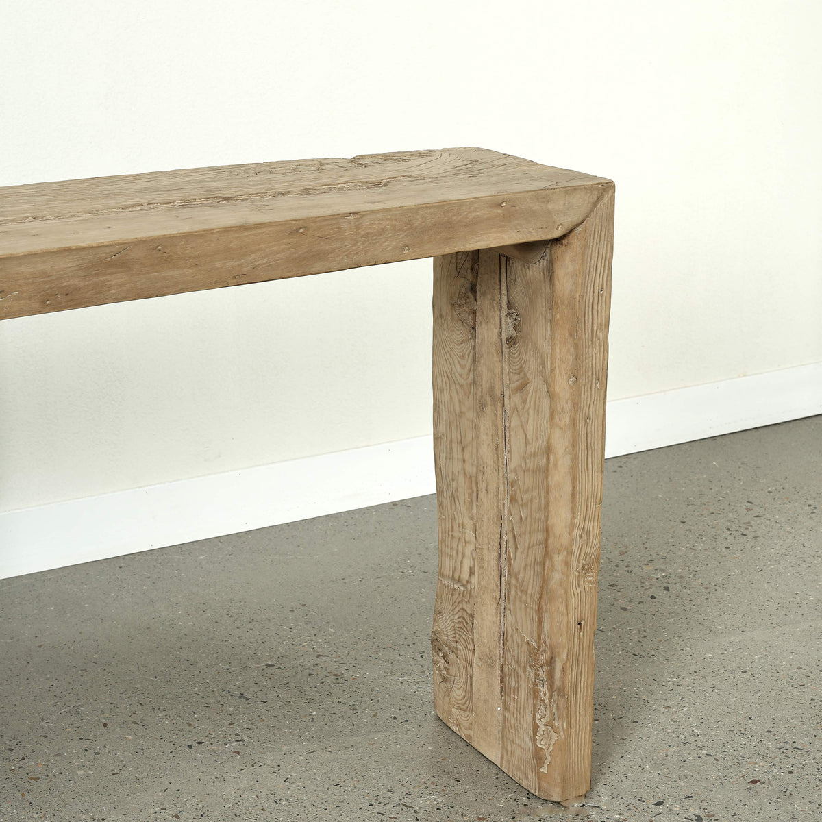 Approx. 106" Long Waterfall Console Weathered Natural (3.1" Thick Tabletop)