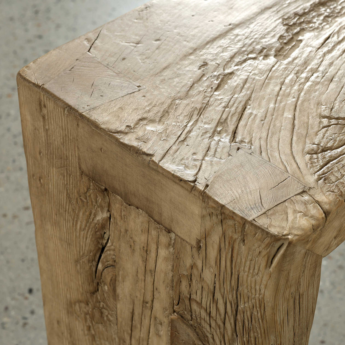 Approx. 106" Long Waterfall Console Weathered Natural (3.1" Thick Tabletop)
