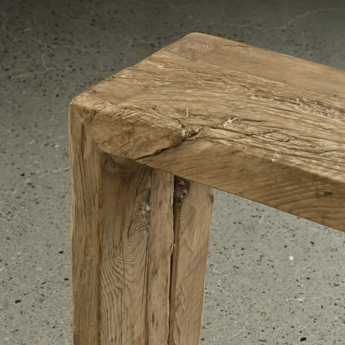 Approx. 106" Long Waterfall Console Weathered Natural (3.1" Thick Tabletop)