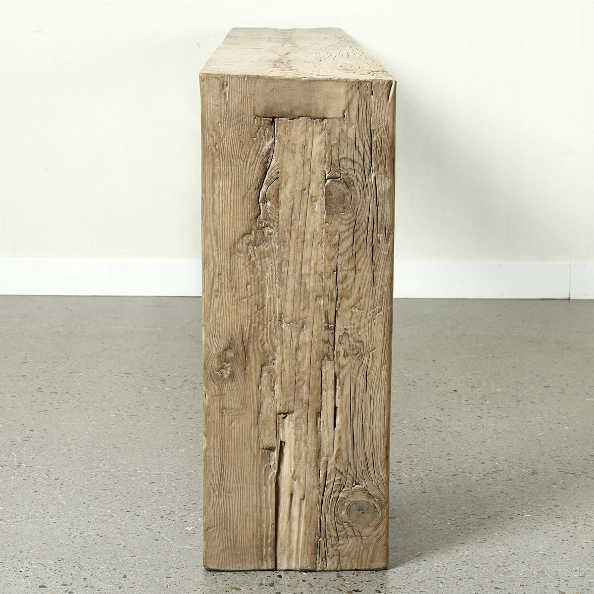 Approx. 106" Long Waterfall Console Weathered Natural (3.1" Thick Tabletop)