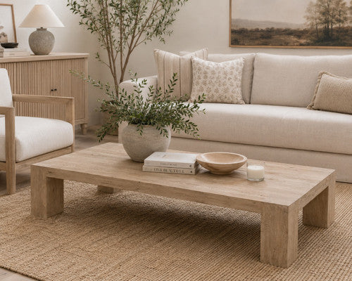 Capri Rectangular Coffee Table Large Weathered Natural Pinewood 72x32x18 image 2
