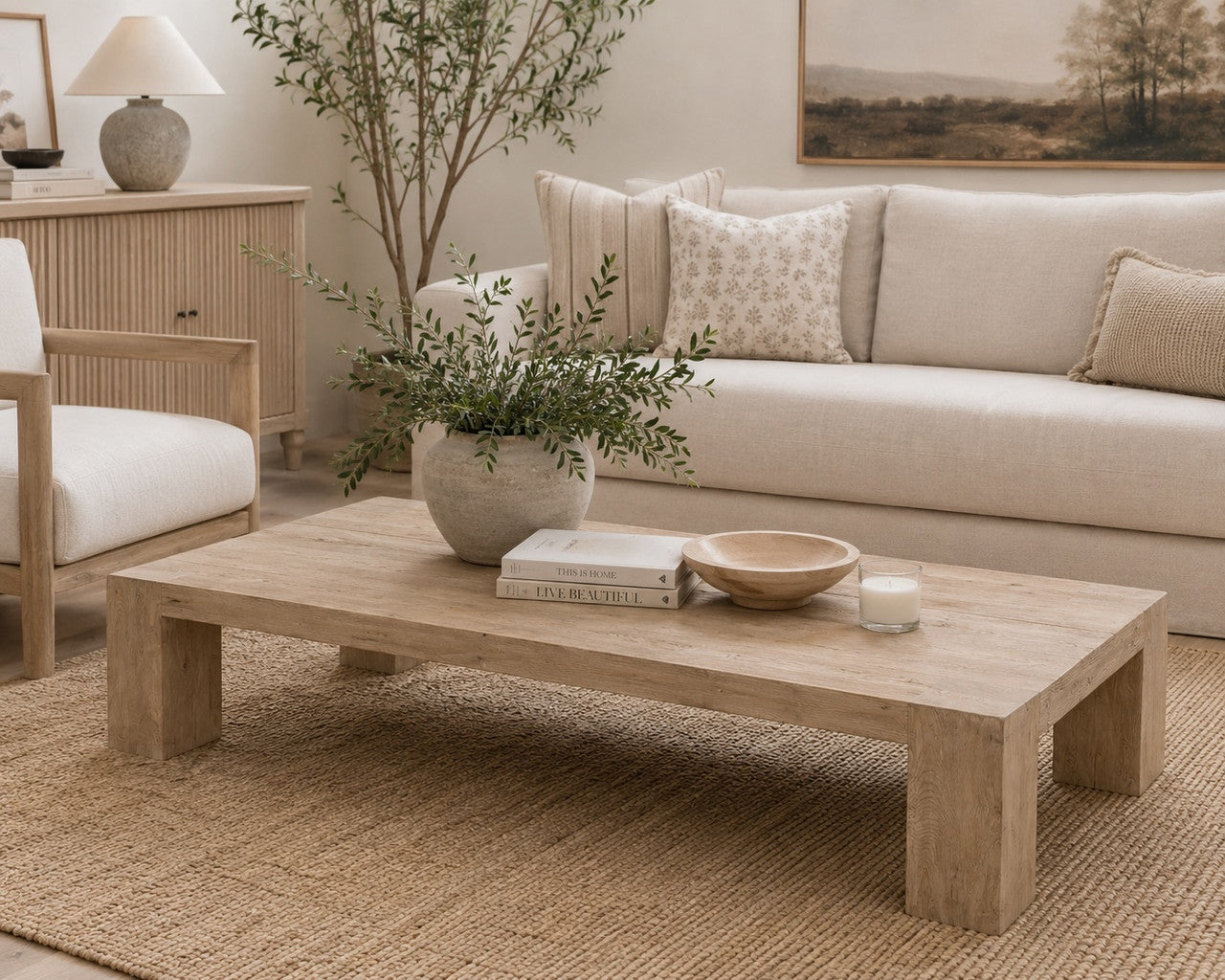 Capri Rectangular Coffee Table Large Weathered Natural Pinewood 72x32x18