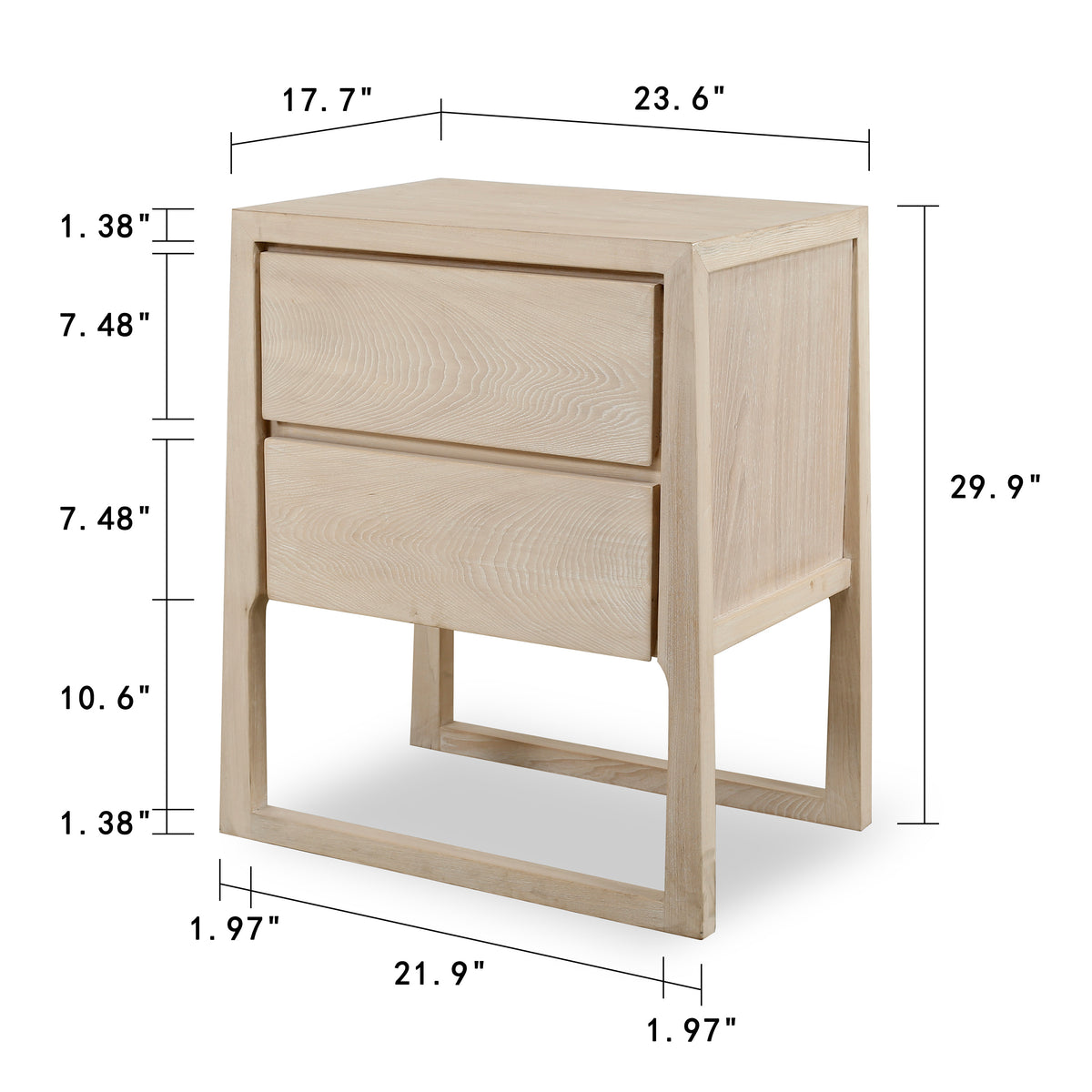 Lily Casa Side table with two Drawers Whitewash
