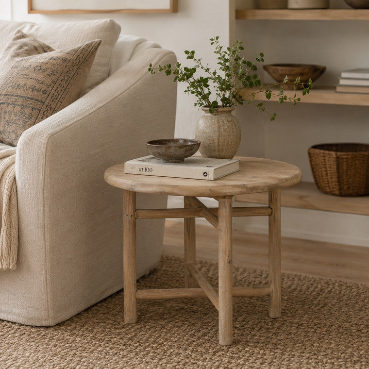 Capri Round Side Table Weathered Natural 31x31x24H image 3