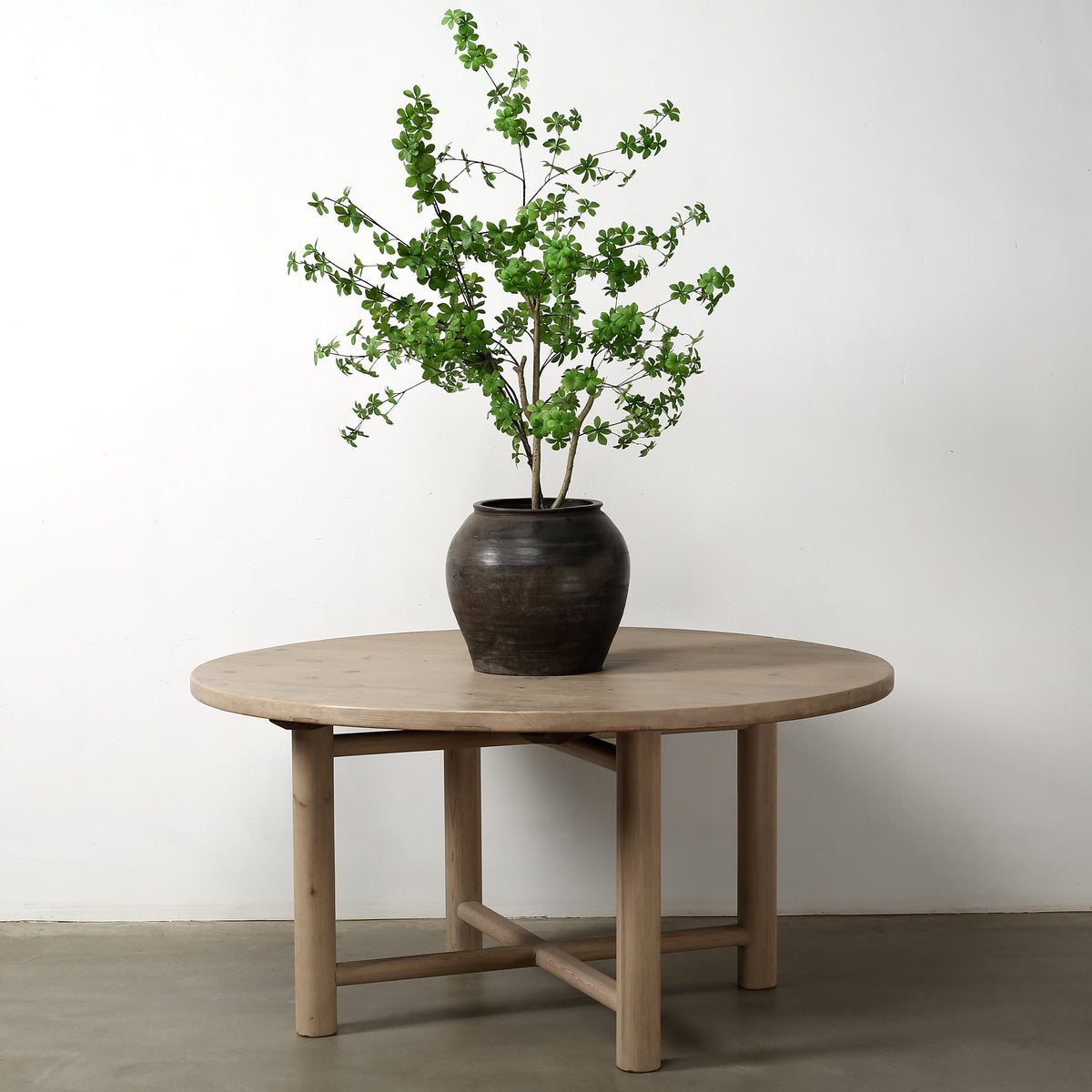 Capri Round Dining Table with Crossed Legs Weathered Natural 60x60x30H