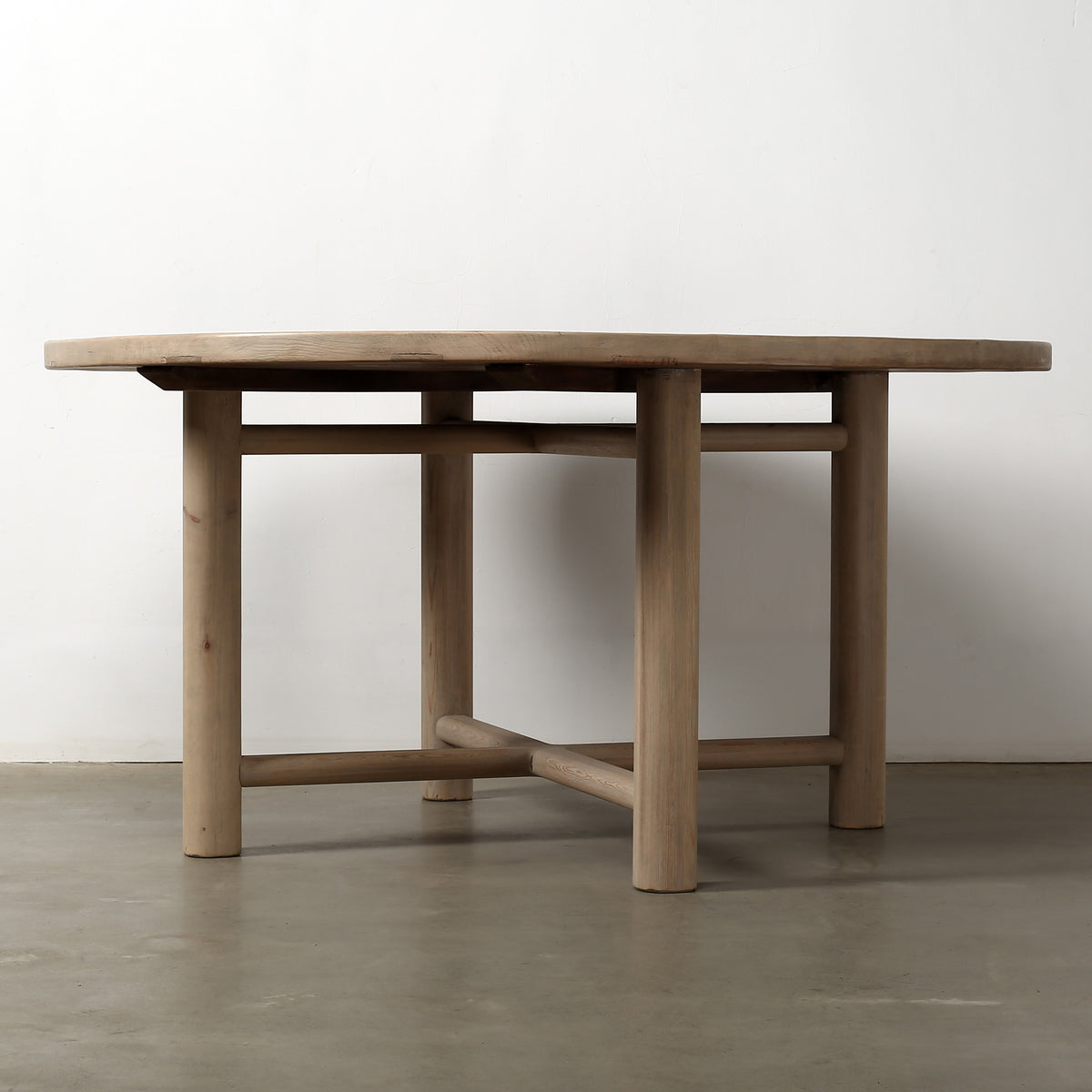 Capri Round Dining Table with Crossed Legs Weathered Natural 60x60x30H