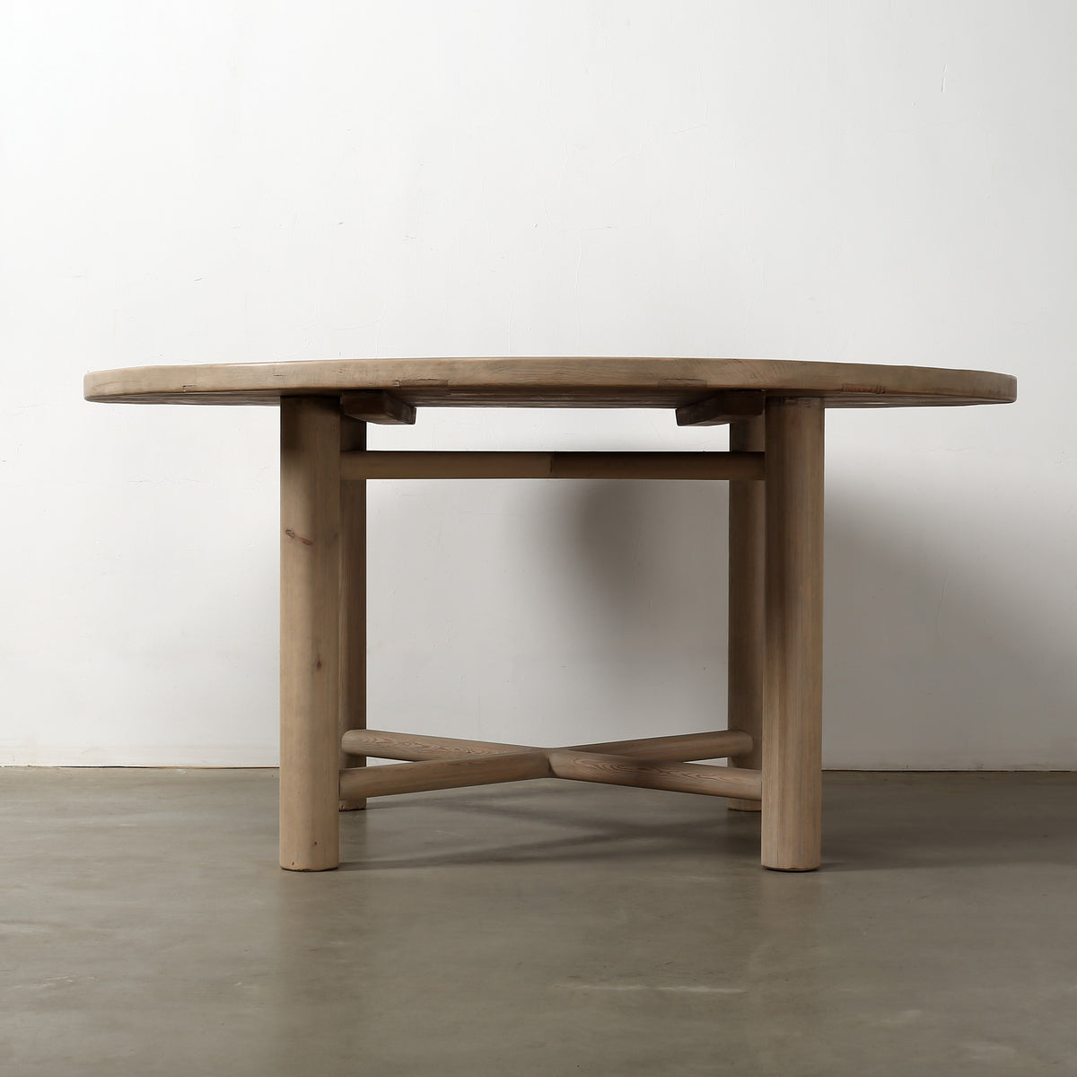 Capri Round Dining Table with Crossed Legs Weathered Natural 60x60x30H