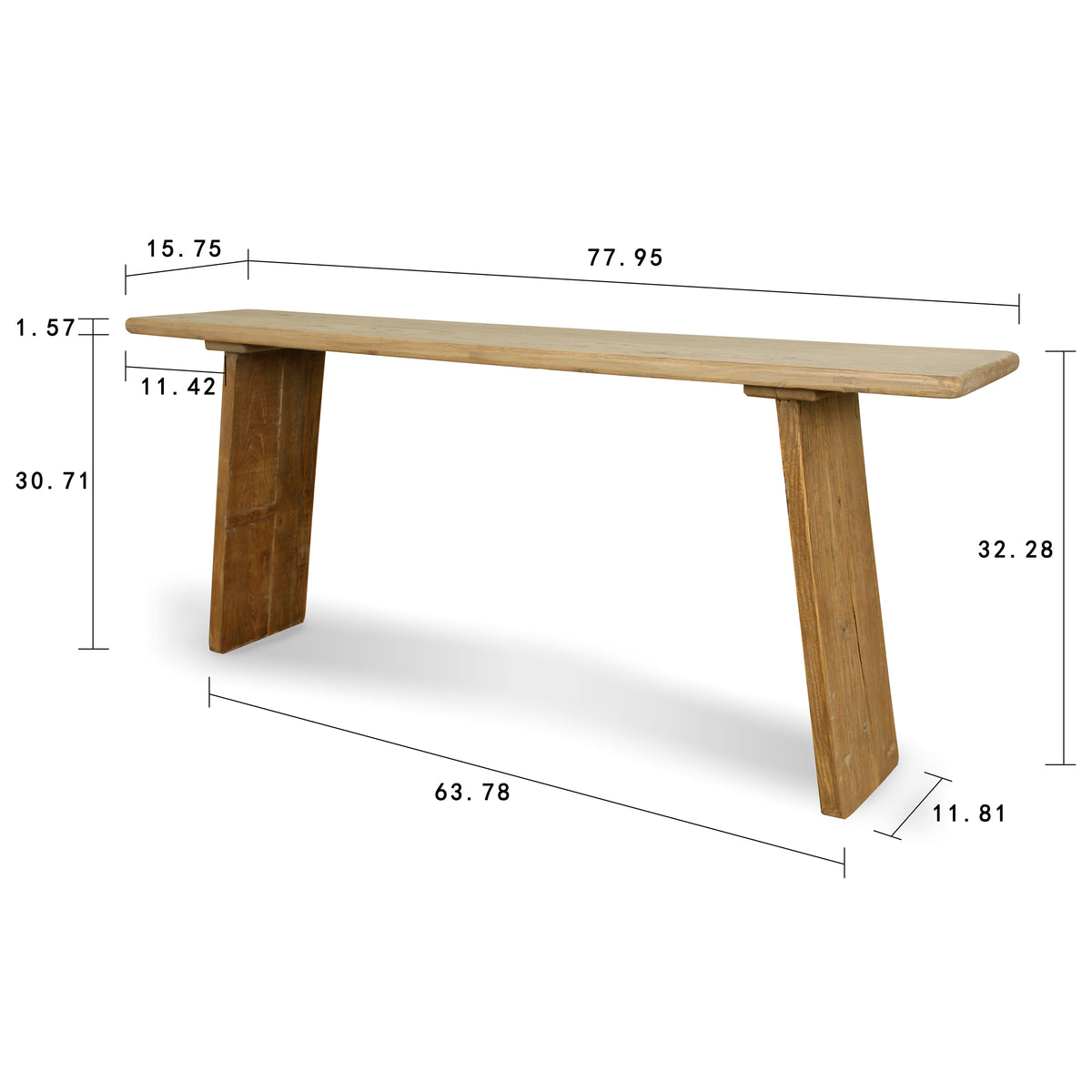 78" Ravenna Console Table Rustic Elmwood Vintage