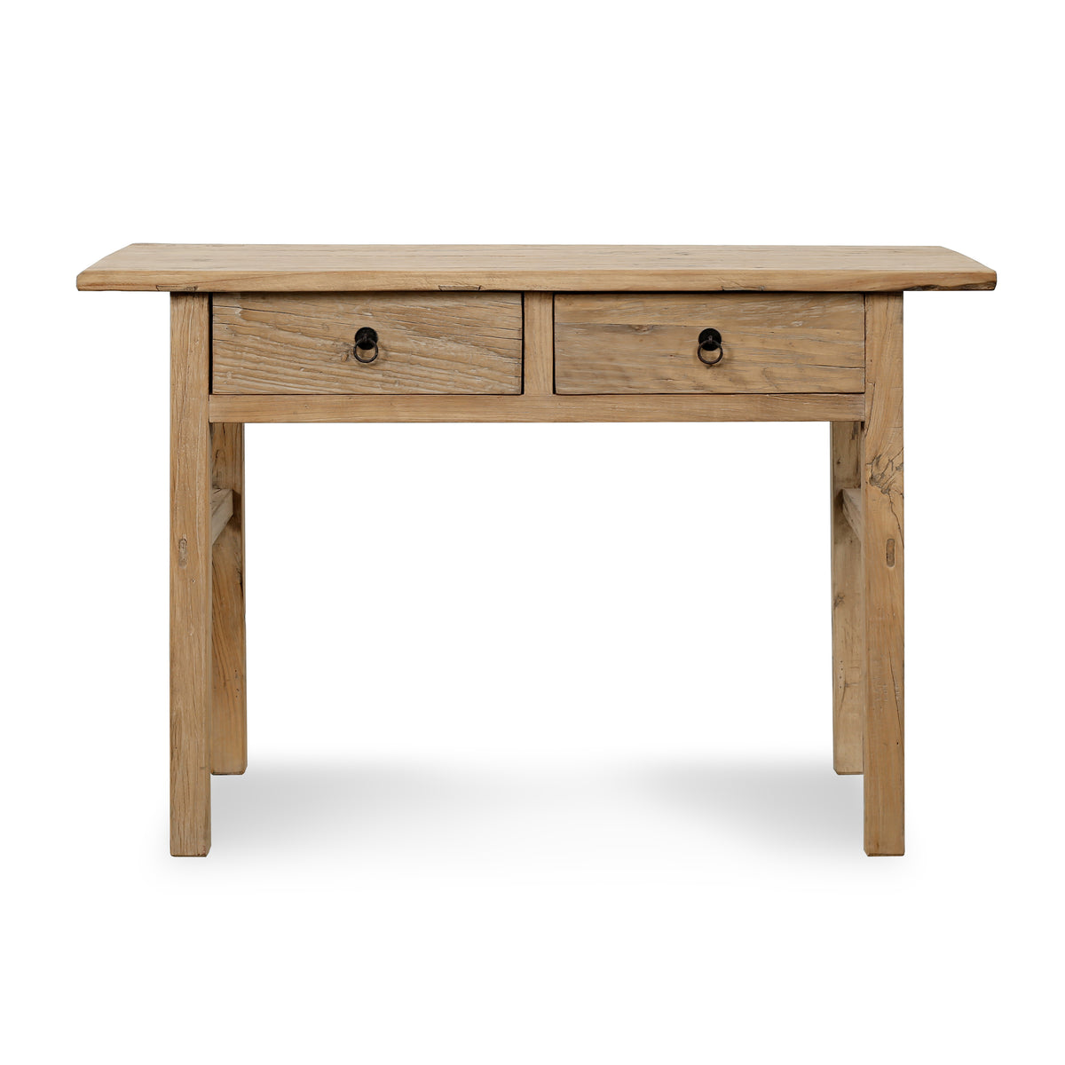 51" Rustic Elmwood Console with Two Drawers Weathered Natural