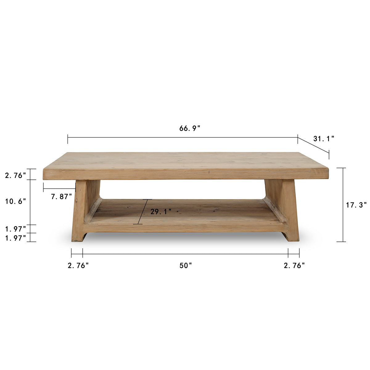 Ravenna Coffee Table Weathered Natural Pine 67x31x18