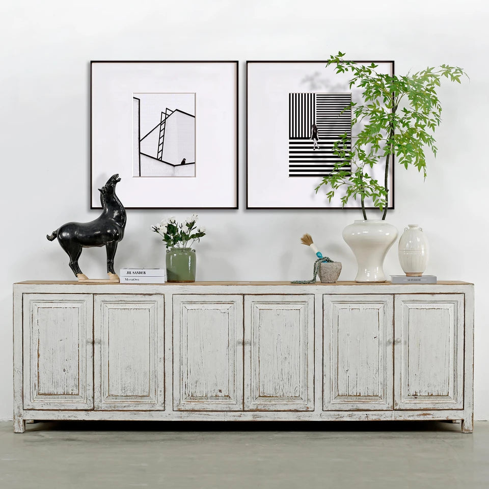 Amalfi Six Door Two-Tone Sideboard | Distressed Finish