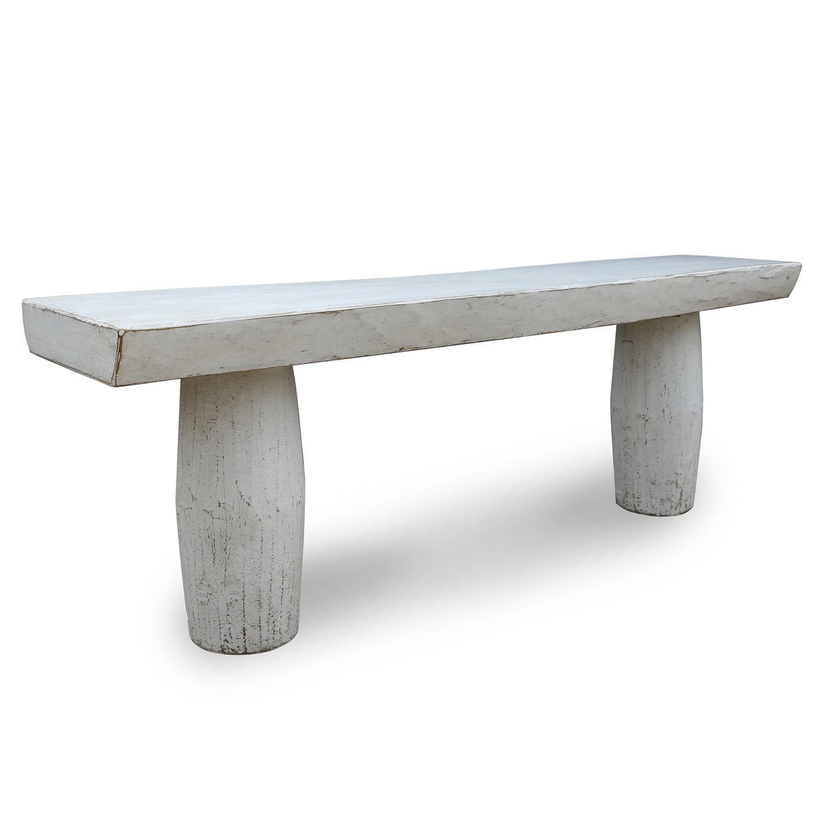 Approx. 88" Long Capri Live Edge Primitive Console Table Distressed White