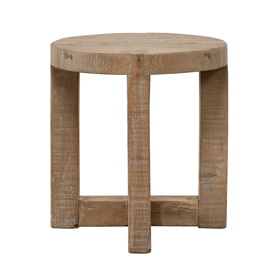 Capri Round Side Table With Cross Legs | Weathered Natural