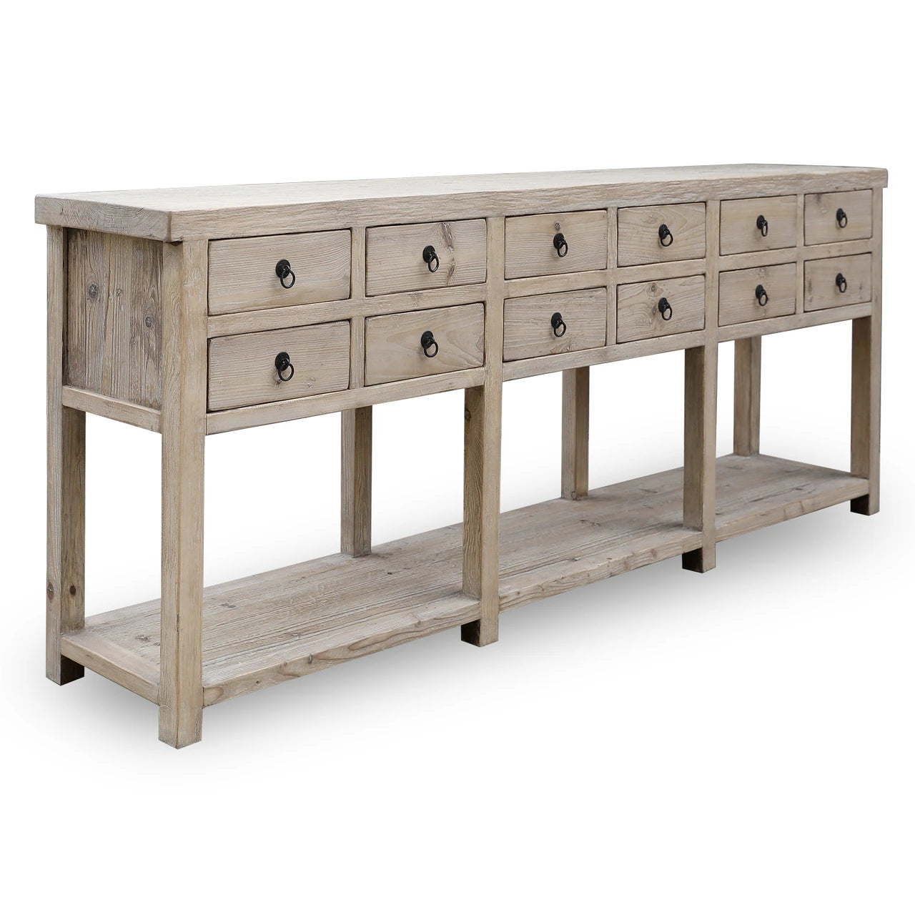 Capri 12-Drawer Buffet | Weathered Natural Wash Wood