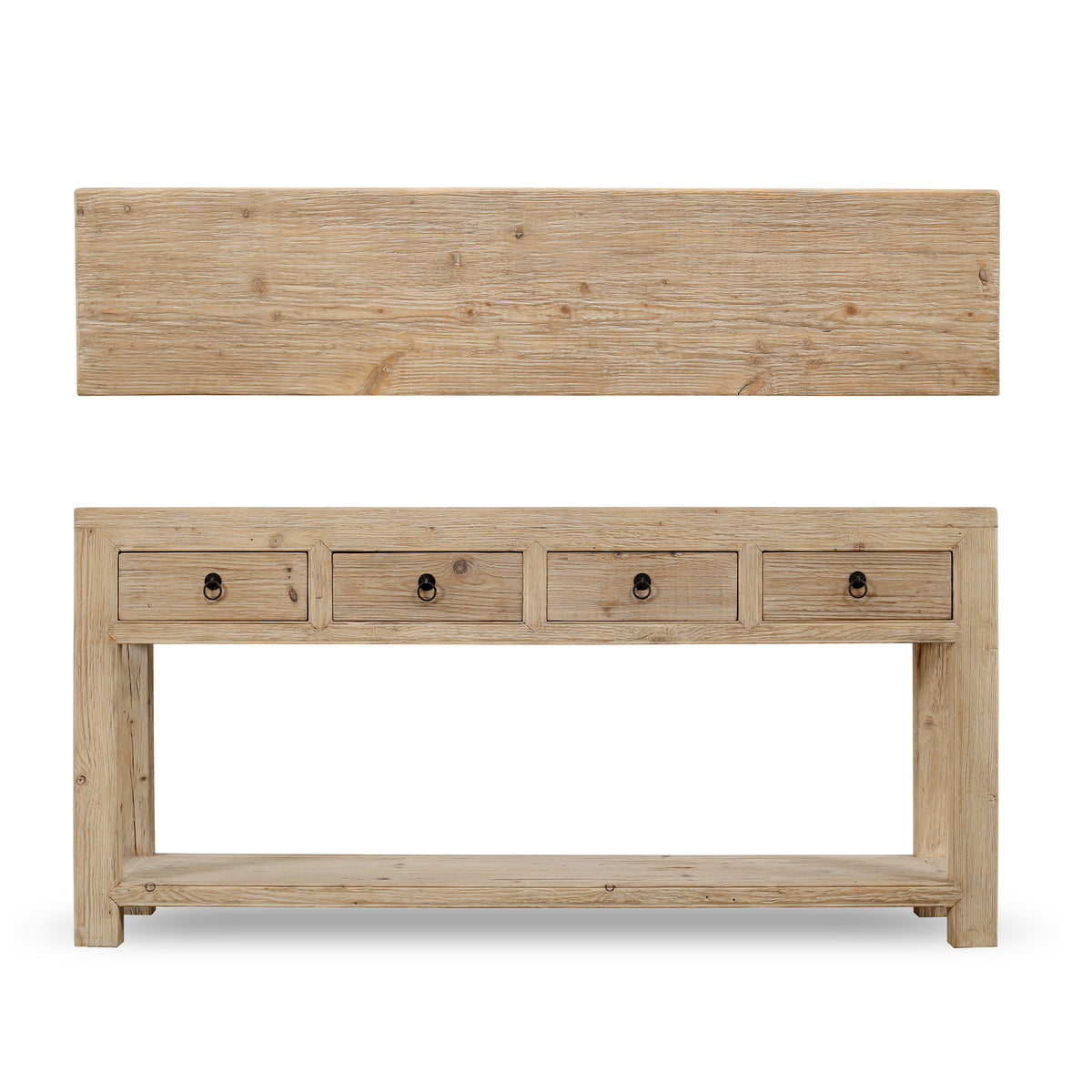 70" Capri 4 drawers sideboard weathered natural pinewood solid top