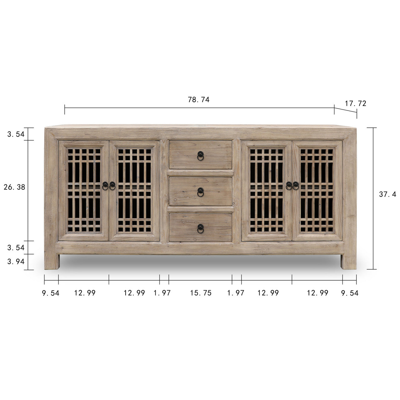 Capri Lattice Buffet with Three Drawers 79x18x37 SALES $1299 image