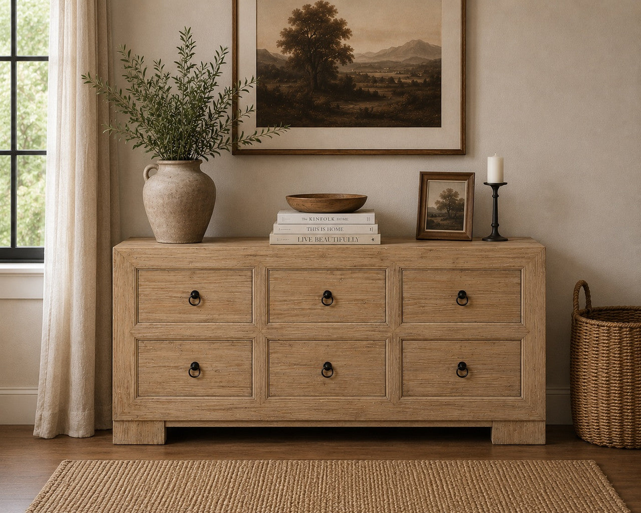 Capri Chest of Drawers Weathered Natural Pine 68x18x35H